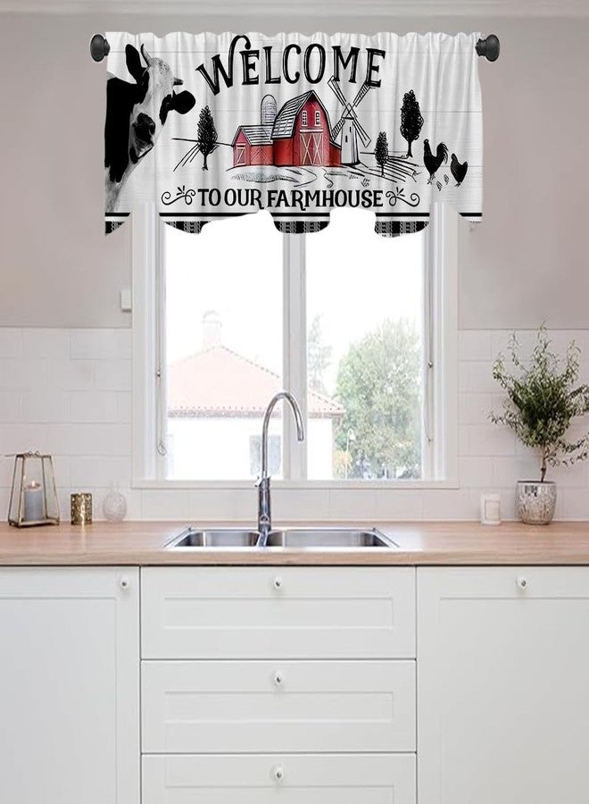 DOTOOMA 54x18 Inches Farmhouse Cow Window Treatment Valance Country Cute Rustic Kitchen Blackout Drapes Bathroom Bedroom Living Room Polyester Fabric Curtains Decorations Supplies - Image 4
